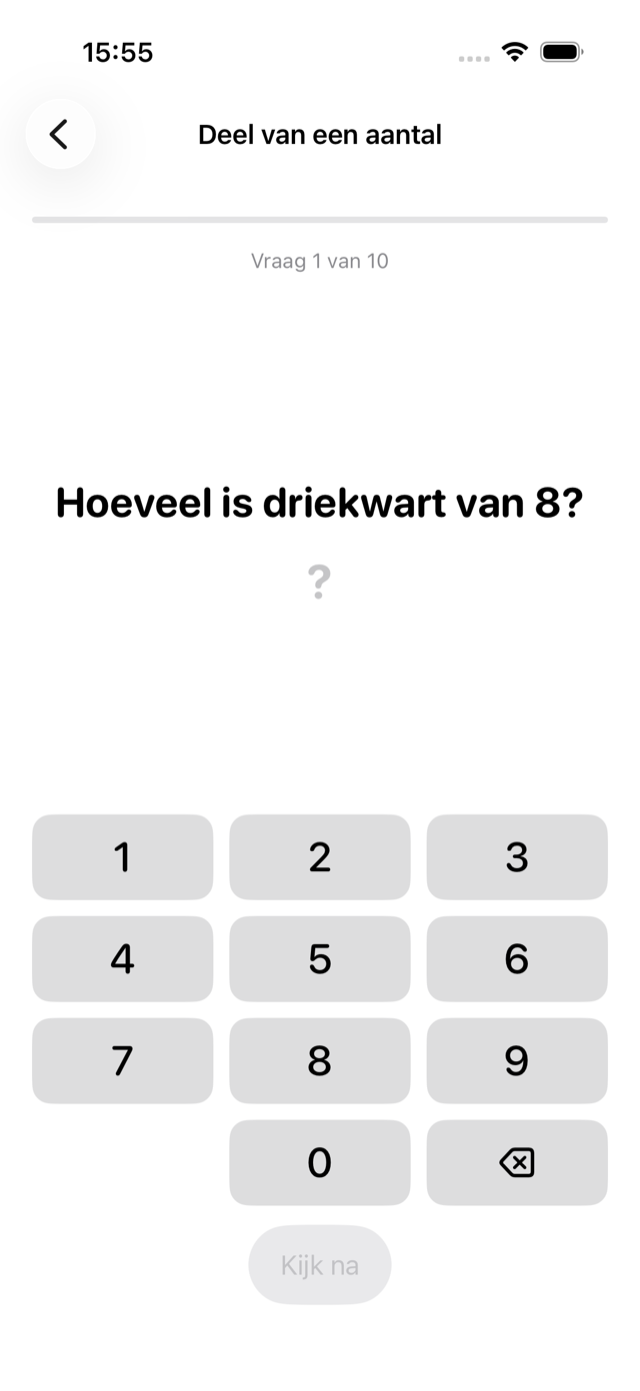 Een breukvraag met een strook waarvan een deel gekleurd is.